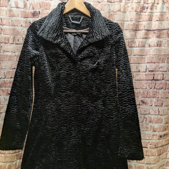 WHBM Black Textured Long Coat Size XS - Picture 3 of 14